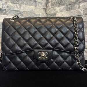 Chanel cavier Jumbo Double Flap Silver Hardware w/COA